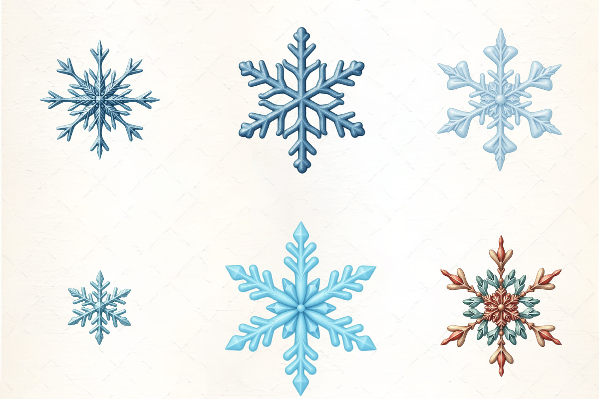 Watercolor Snowflake Set, an Illustration by CrexoraLab (Photo 4 of 5)