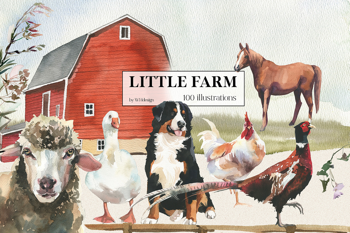 Little Farm Animals Clip Art, an Animal Illustration by whiteheartdesign (Photo 1 of 18)