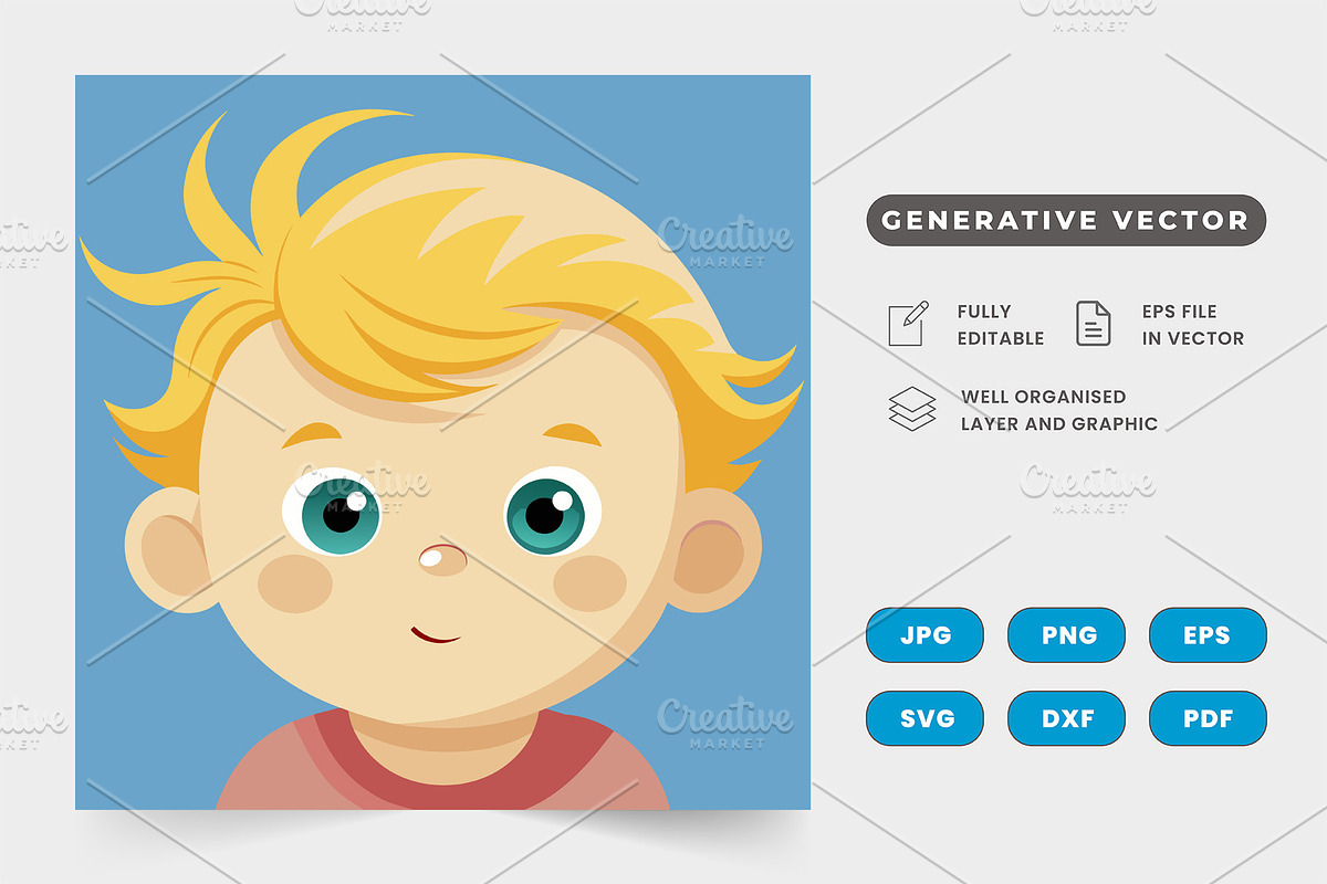 Baby with a tuft of blonde hair, a Graphic by SaroStock