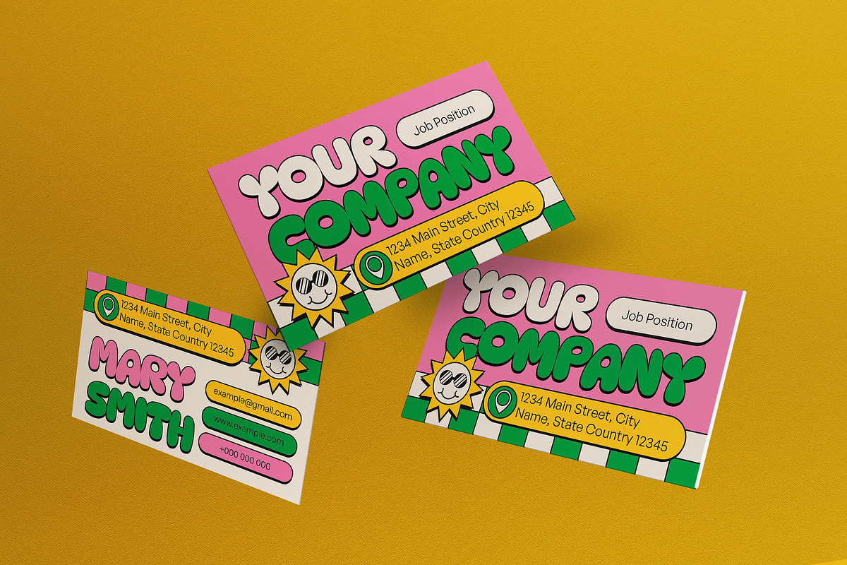Pink Retro Business Card, a Business Card Template by graphicook (Photo 4 of 5)