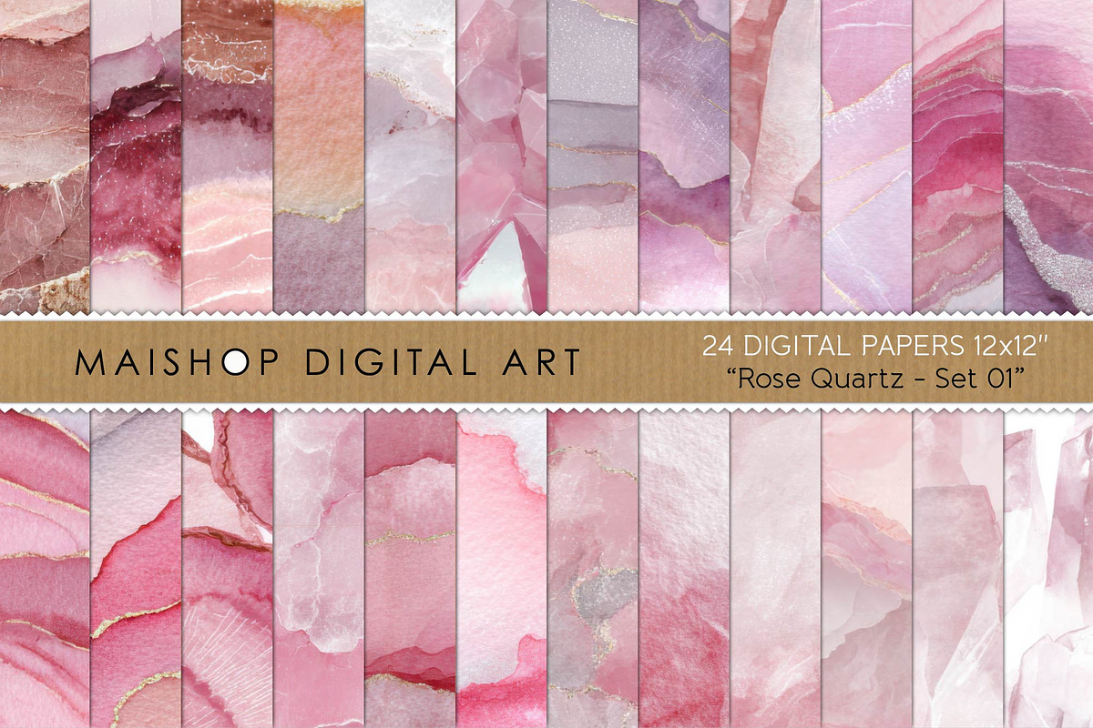 Seamless Rose Quartz Digital Papers, a Pattern Graphic by Maishop (Photo 1 of 7)