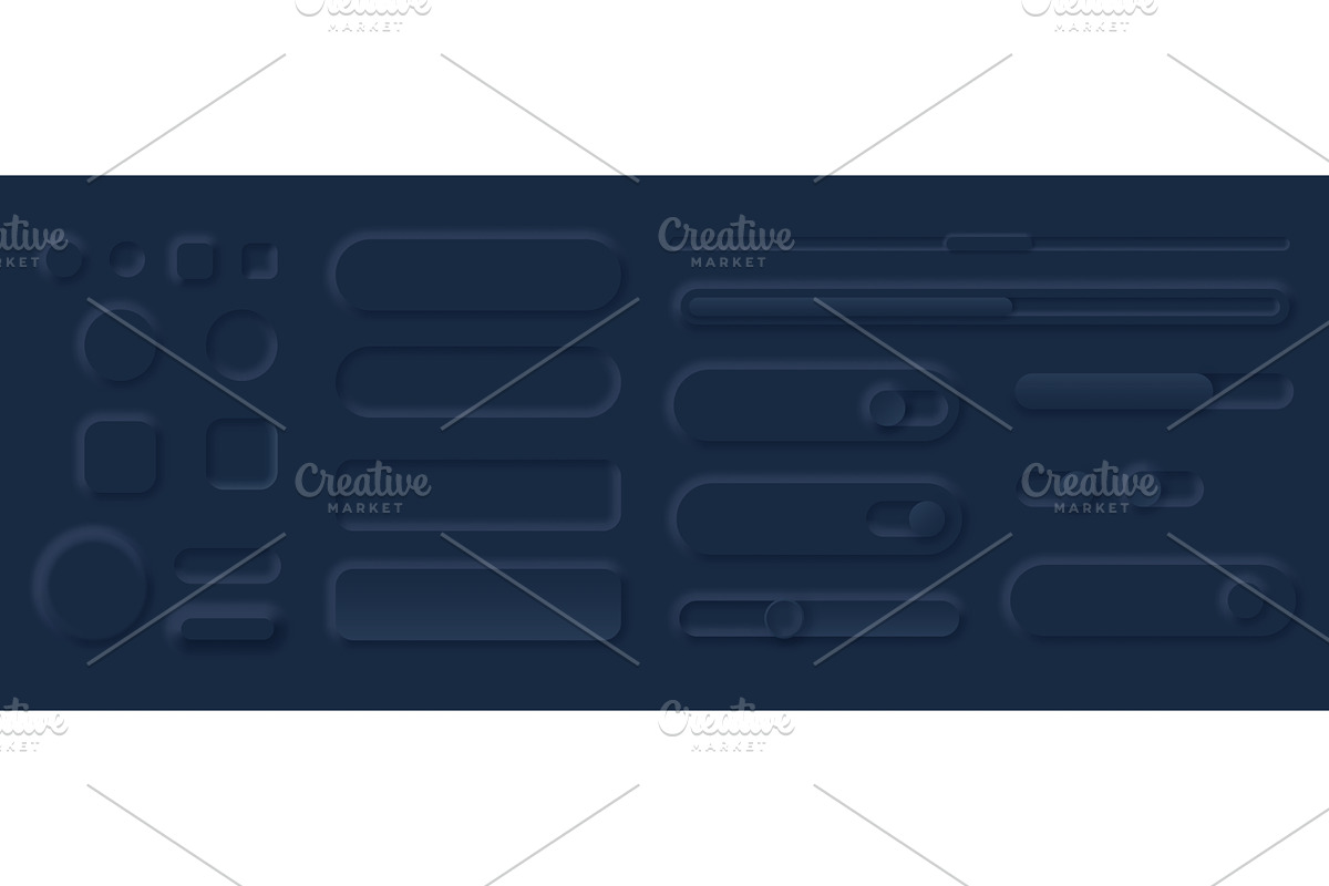 Neumorphism style ui black elements, a Background Graphic by Frogella