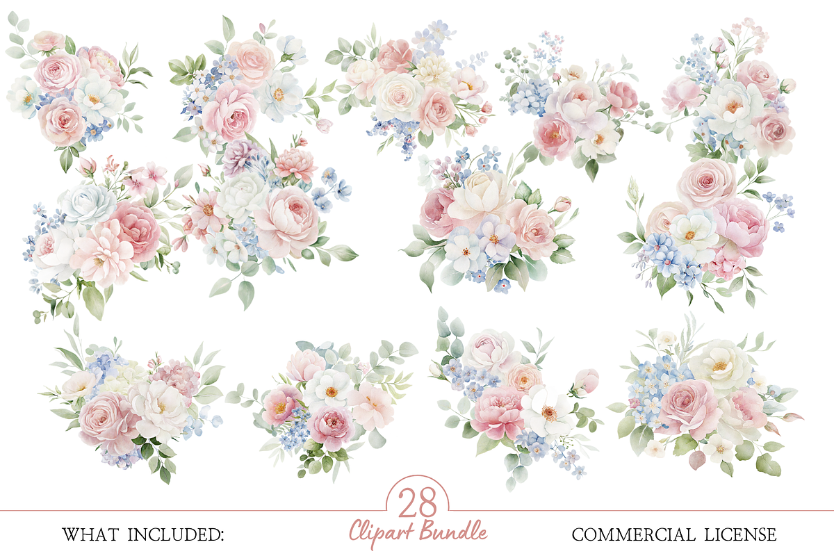 Pastel Wildflower Clipart Bundle, an Illustration by MockupWizard (Photo 2 of 5)