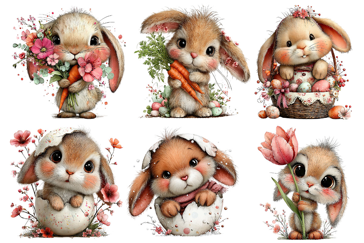 whimsical easter bunny clipart, an Illustration by Designworld (Photo 3 of 4)