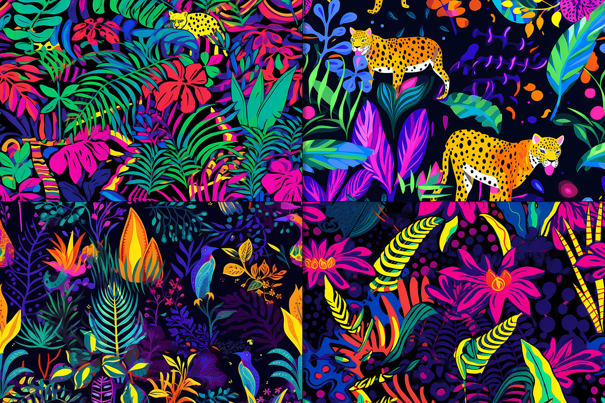 20 Seamless Neon Jungle Patterns, a Pattern Graphic by Nordic Design (Photo 6 of 9)