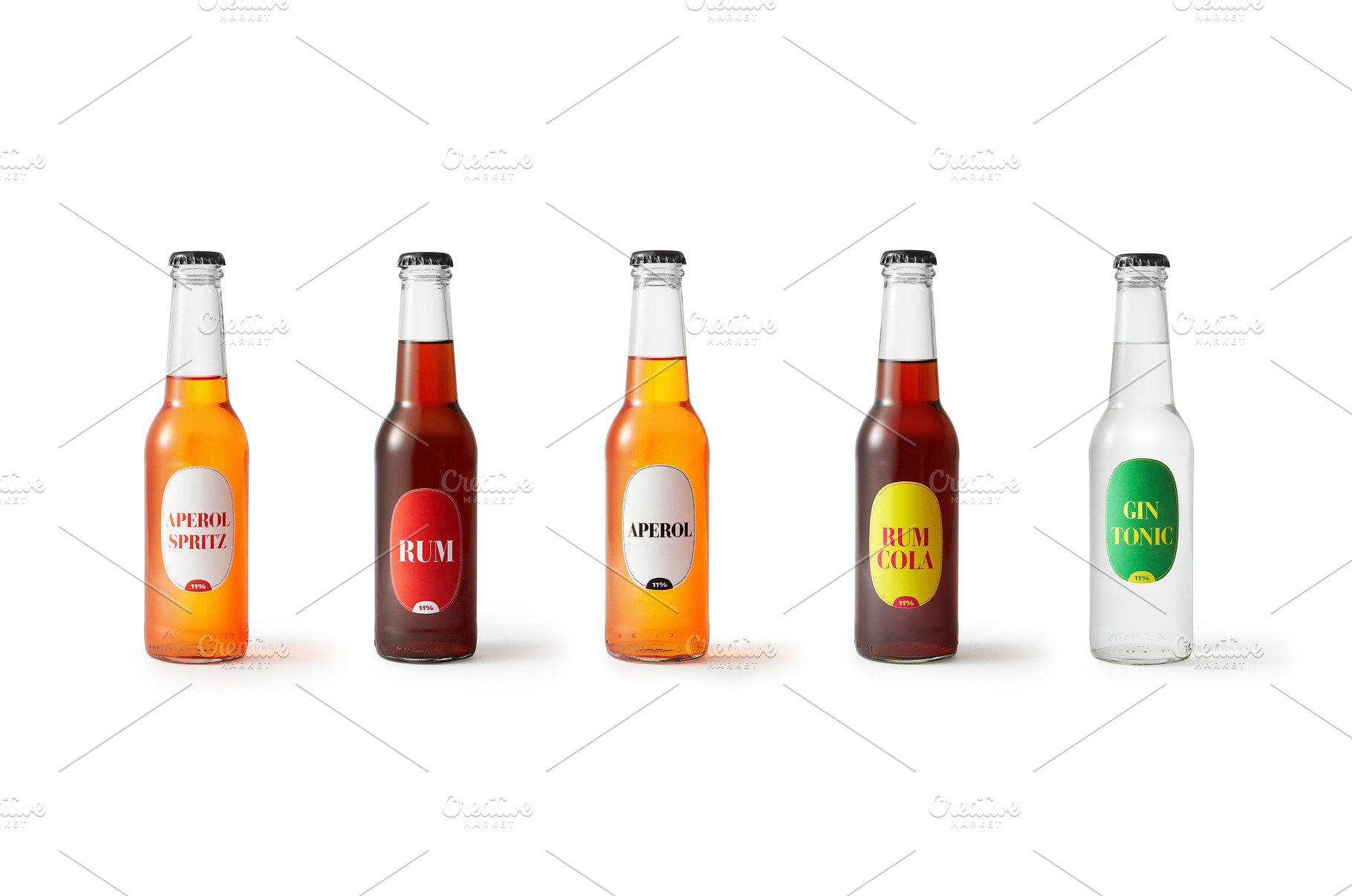 Line of alcohol cocktails in glass, a Food & Drink Photo by Yaroslav Danylchenko