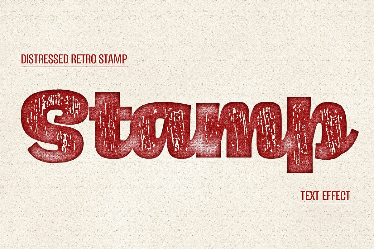 Distressed Retro Stamp Text Effect, a Layer Style Add-On by studiogstock (Photo 1 of 3)