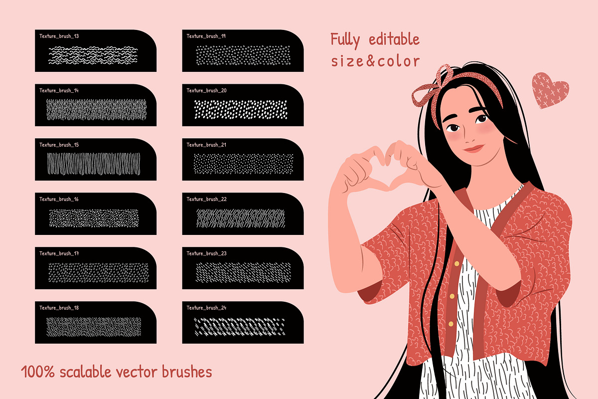 24 Texture Brushes for Illustrator, a Brush Add-On by IuliiaSavko (Photo 3 of 7)