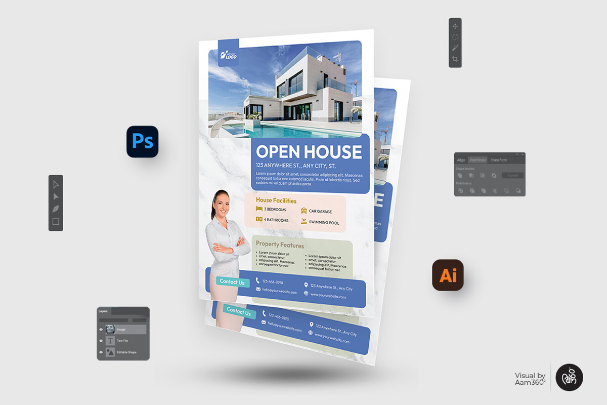 Real Estate Flyer Template, a Flyer Template by Aam360 (Photo 2 of 3)