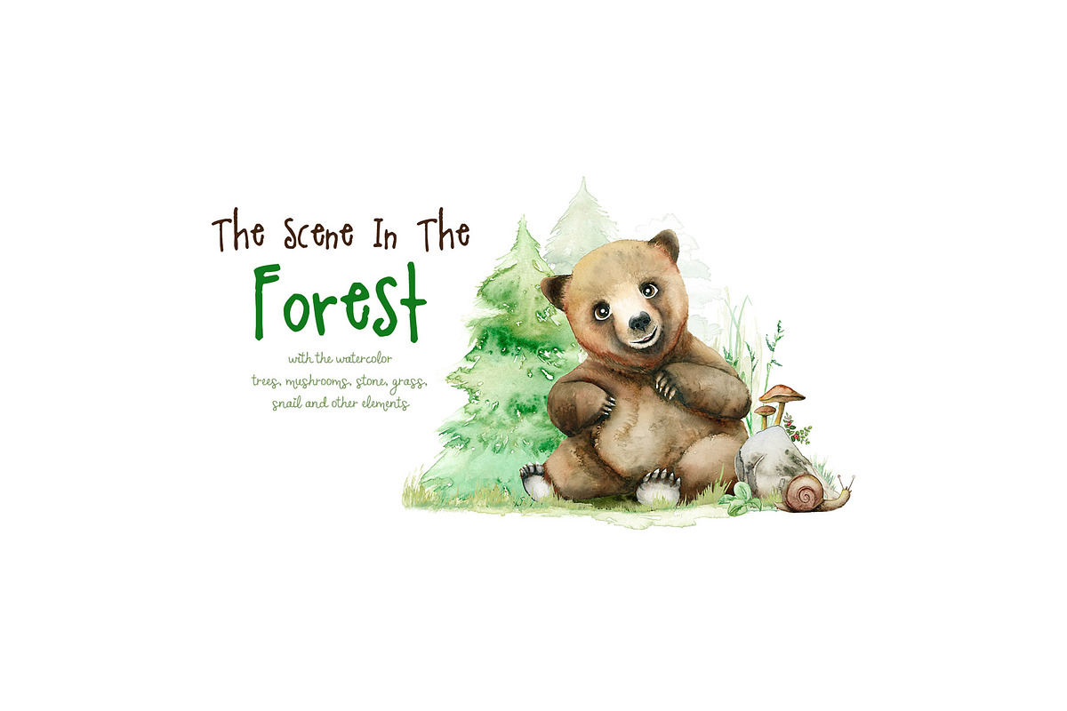 The Little Bear Watercolor Set, an Animal Illustration by Tinydew (Photo 7 of 8)