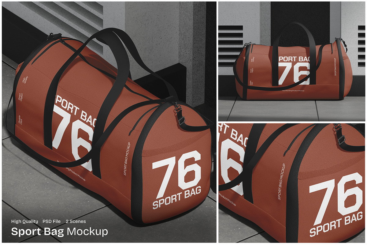 Sport Bag Mockup, a Packaging Mockup by Unerispace (Photo 1 of 4)