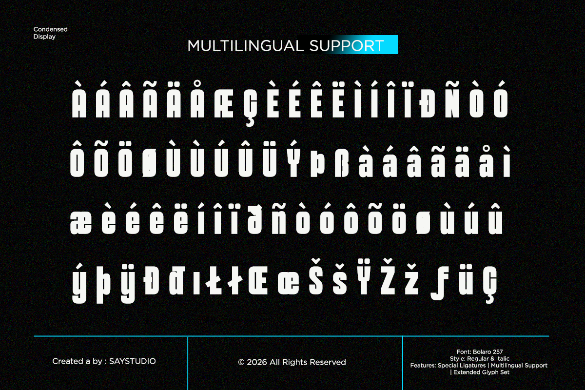 Bolaro - Condensed Display Font, a Sans Serif Font by Say Studio (Photo 14 of 17)