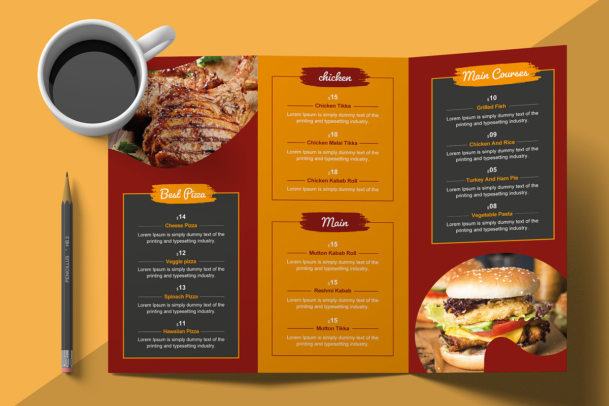 Food Menu Trifold Brochure Design, a Brochure Template by MightyDesign (Photo 1 of 6)