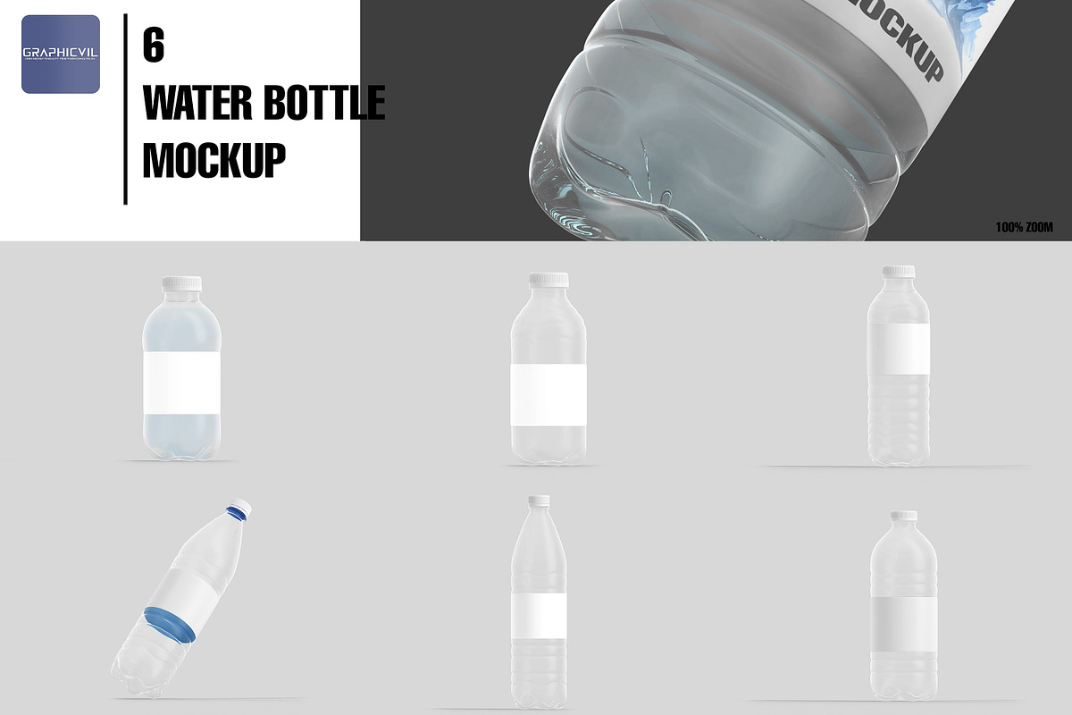Plastic transparent bottle mockup, a Cups & Container Mockup by GraphicVil (Photo 2 of 9)