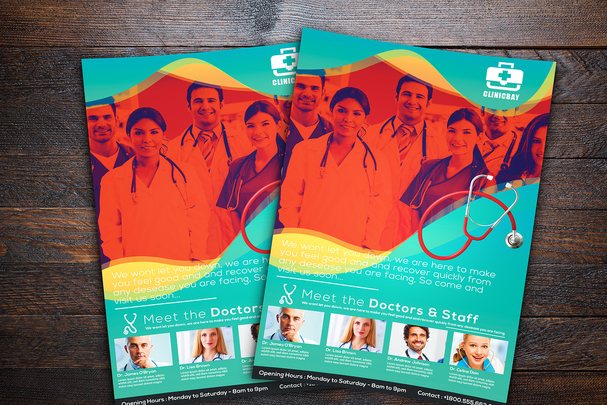 Health Clinic Flyer, a Card Template by Design Addict (Photo 1 of 2)