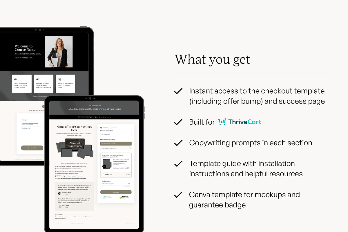 ThriveCart Checkout Template, a Landing Page Template by Pixel & Flow (Photo 2 of 7)