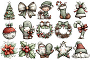Watercolor Christmas Clipart, an Illustration by Pixels.Craft (Thumbnail 5 of 6)
