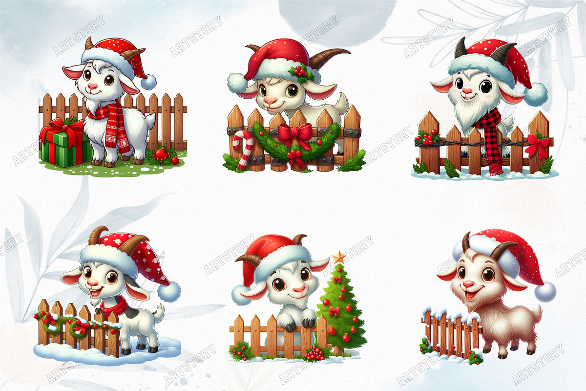 Funny Christmas Goat with Fence PNG, an Object Graphic by designcity5 (Photo 3 of 5)