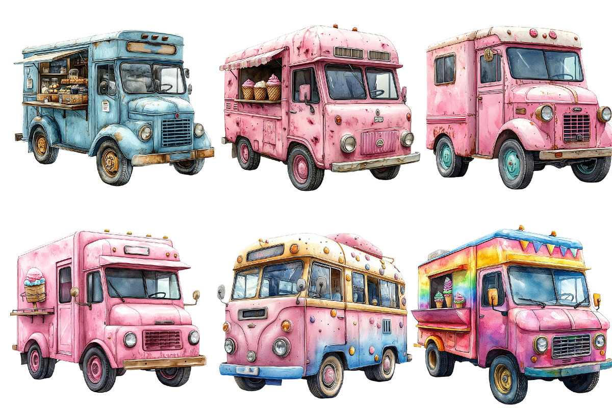 Summer Ice Cream Truck Clipart PNG, an Illustration by Designworld (Photo 3 of 6)