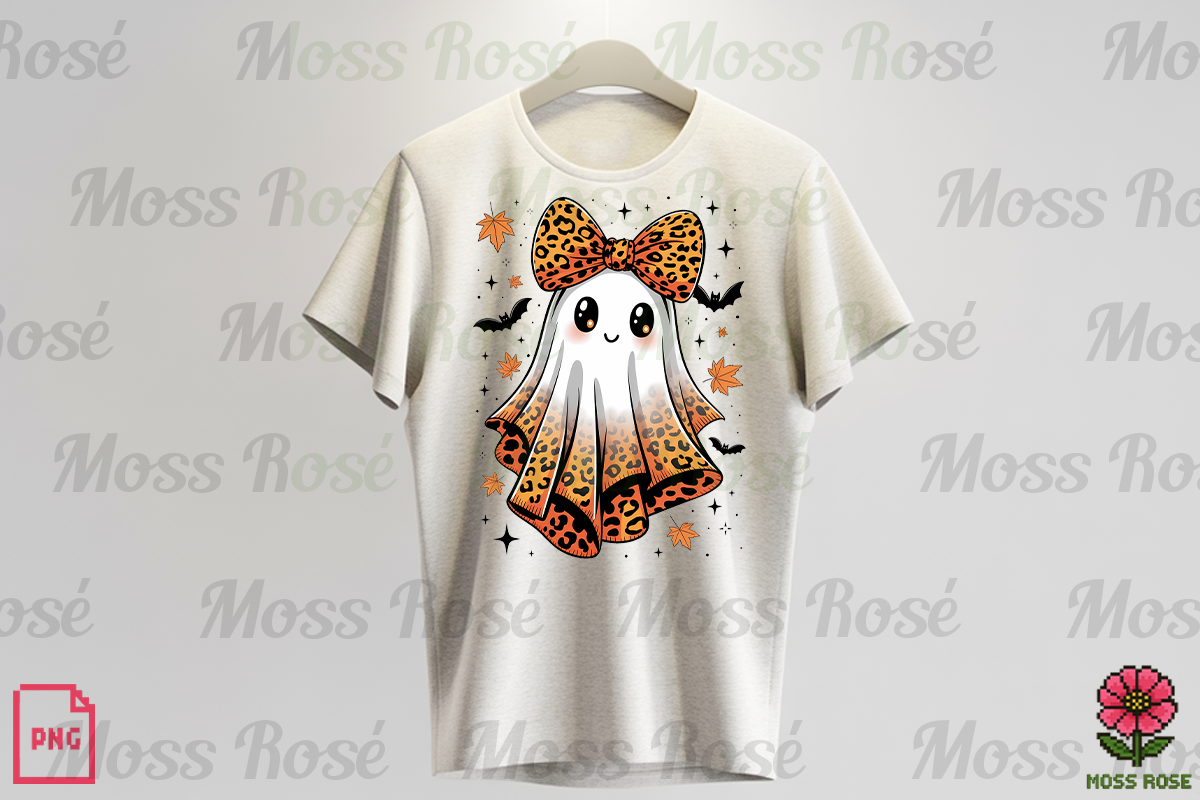 Leopard Bow Ghost Halloween PNG, a Graphic by Moss Rose (Photo 3 of 3)