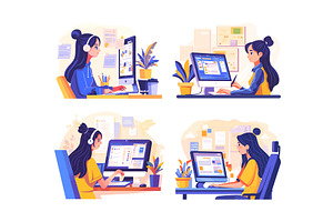 Woman designer work. Girl in, a Person Illustration by Stock-Smart-Start