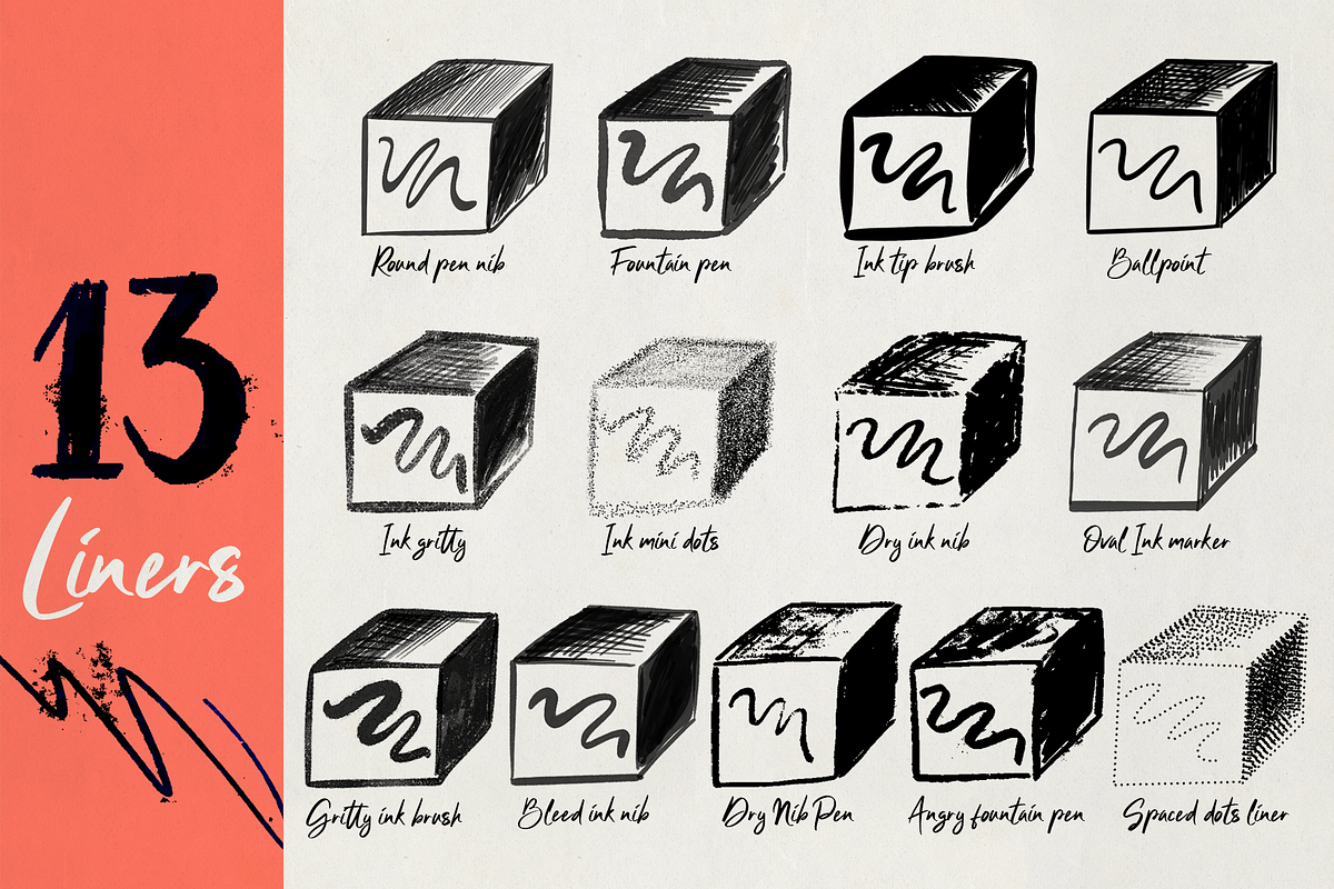 Procreate Ink Brushes, a Brush Add-On by Michal Design (Photo 2 of 5)