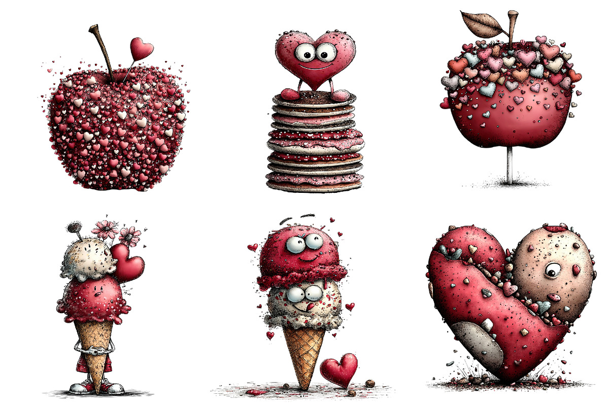 Quirky Valentines Sweets Clipart, an Illustration by DreamArtGraphic (Photo 3 of 4)