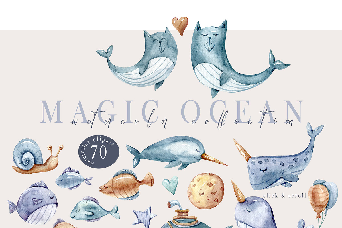 SALE! Watercolor nautical collection, an Animal Illustration by Tiana Geo (Photo 4 of 27)