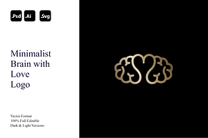Minimalist Brain with Love Logo, a Branding & Logo Template by Luxury Logos