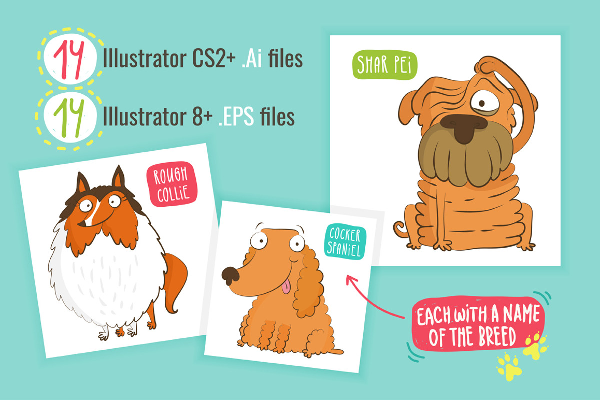 Adorable dog collection ♥ (+BONUS!), an Illustration by Zhe Vasylieva (Photo 2 of 4)