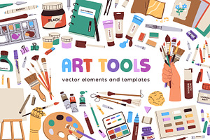 Art supplies, tools set + templates, an Object Illustration by Good Studio