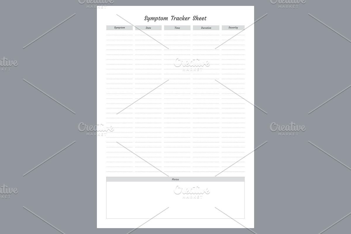 Symptom Tracker Self Care Planner, a Stationery Template by shahsoft (Photo 2 of 4)