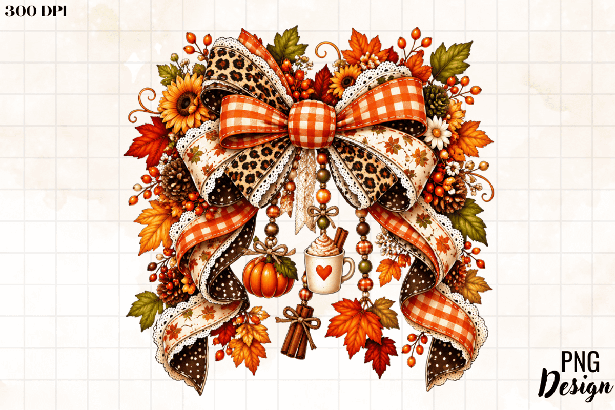 Fall Bow PNG, Autumn Ribbon, an Object Graphic by Cut File (Photo 2 of 2)
