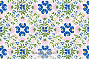 Scandinavian blue folk pattern, a Pattern Graphic by Pink Studio Art (Thumbnail 1 of 4)