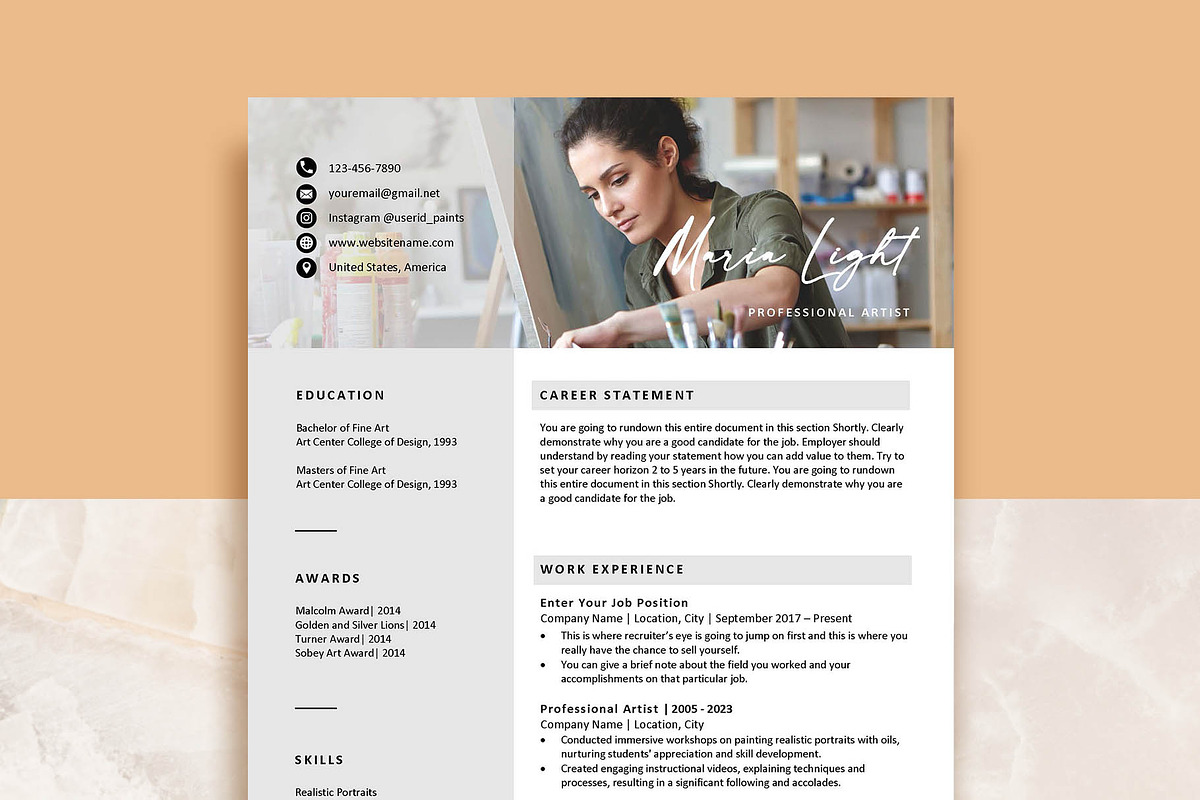 Clean Professional Resume Template, a Resume Template by VictoriousVita (Photo 1 of 8)