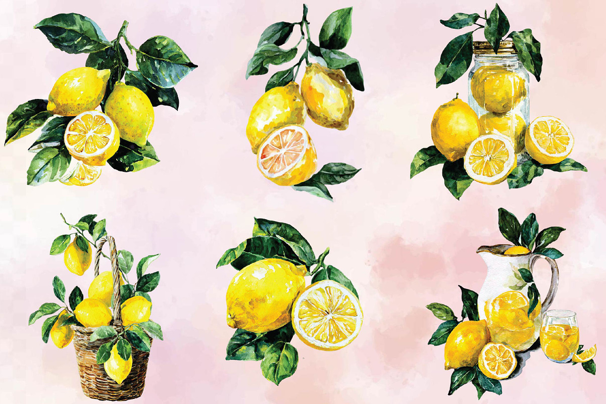 Watercolor Lemon Clipart, an Illustration by SVGArt (Photo 4 of 4)