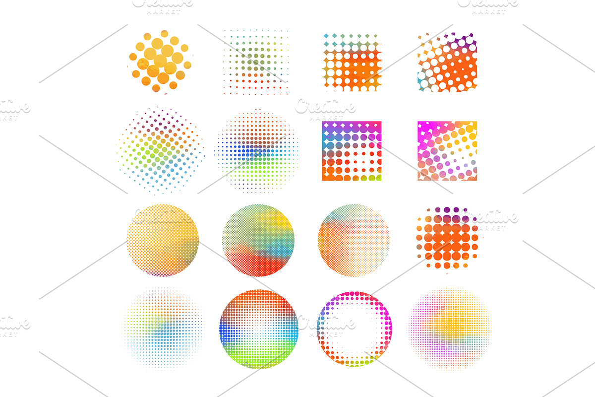 Halftone dot background set of round, an Illustration by Nenahliadava Design