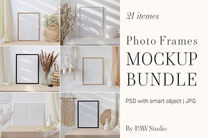 Photo Frame Mockup Bundle, a Print Template by PawMockups