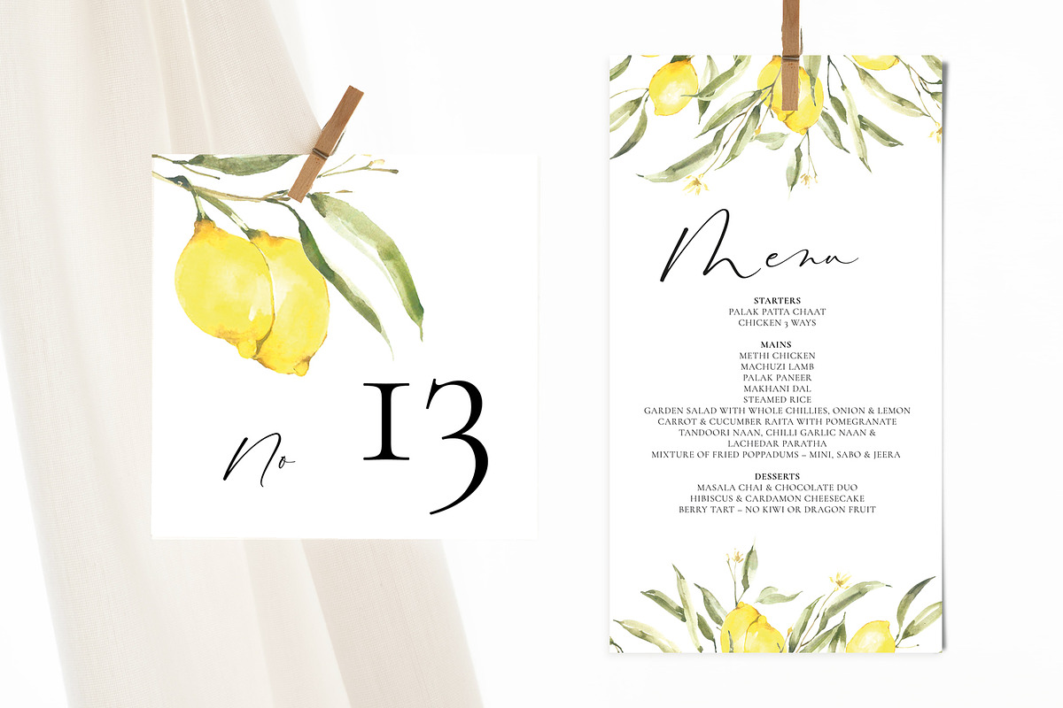 Lemon Watercolor Wedding Set, an Invitation Template by Artberriez (Photo 4 of 5)