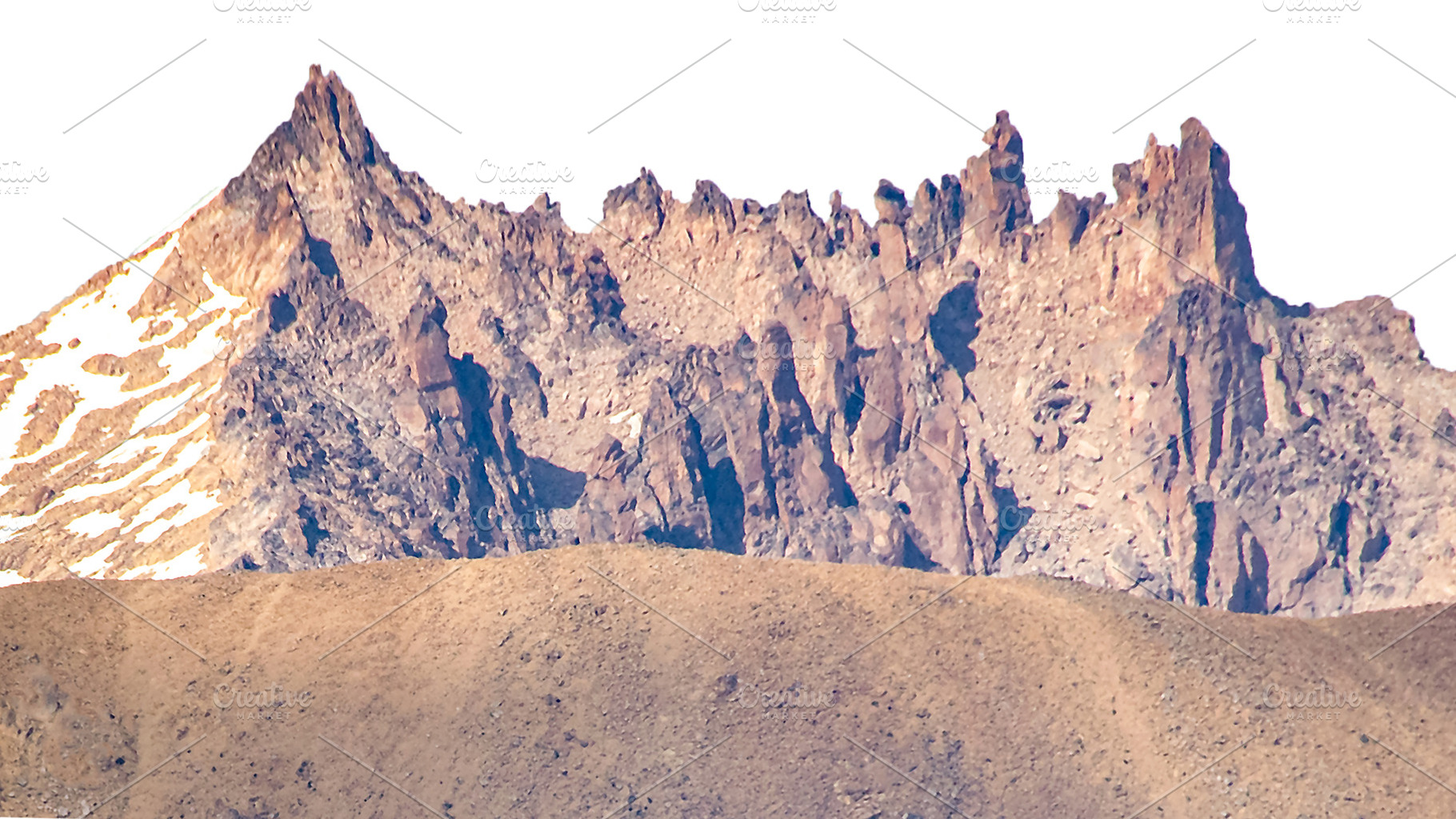 Reddish rocky mountains landscape isolated photo, a Nature Photo by DanFLCreativo