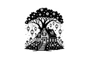 Tree House Silhouette SVG Bundle, an Illustration by jahid234 (Thumbnail 8 of 31)