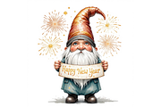 Watercolor New Year Gnomes Clipart, a Seasonal Illustration by Creative design (Thumbnail 5 of 7)