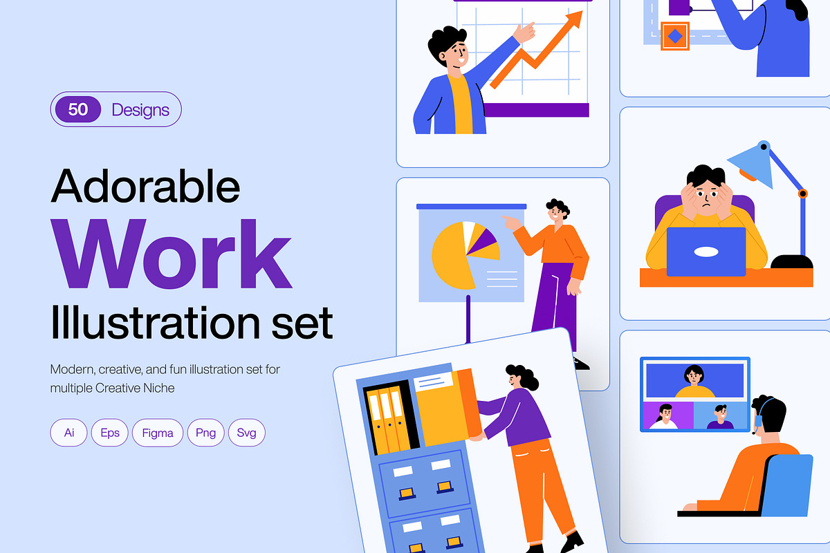 Work Illustration Art Set, a Work Illustration by Brickclay (Photo 1 of 9)