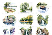 Watercolor Landscape River, Lake PNG, a Decorative Illustration by BrushstrokeArtGB (Thumbnail 2 of 9)