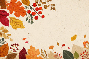 Autumn leaves berries fall backgroun, a Photo by Pixeness Studio