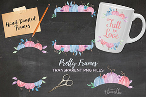 Pastel Pumpkins Watercolor Frames