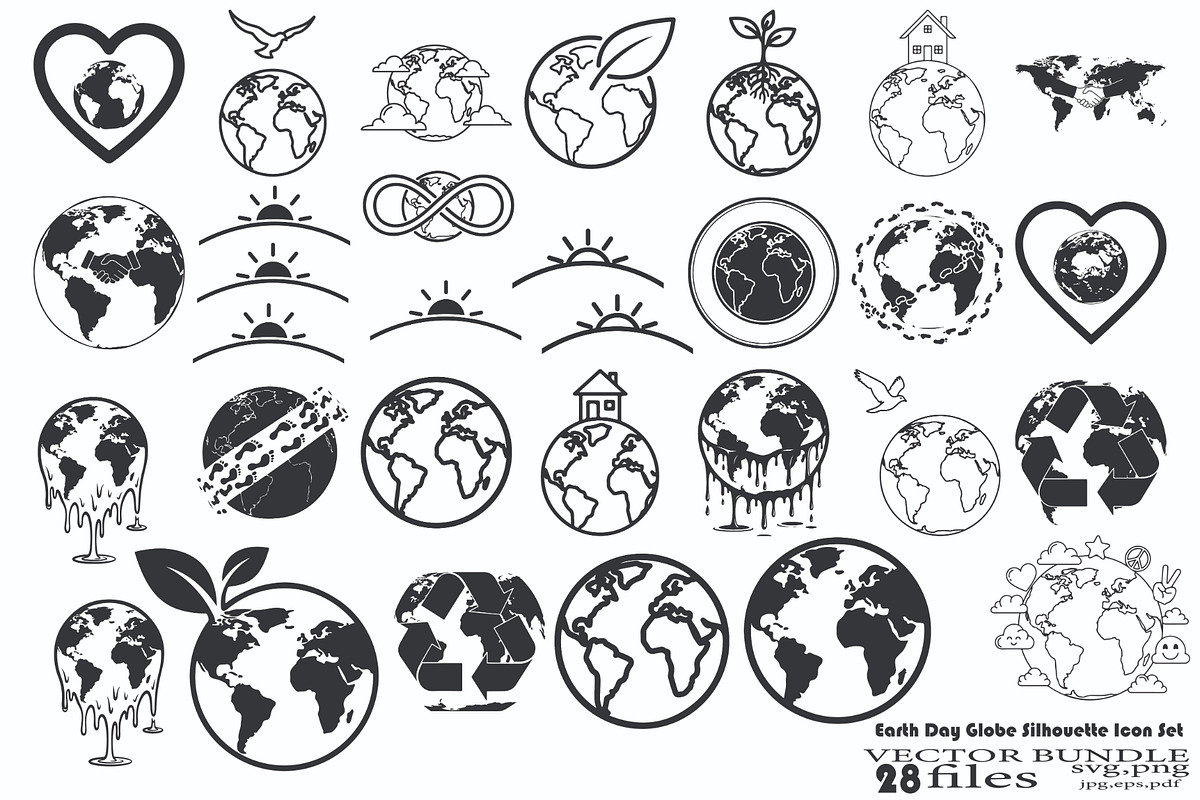 Earth Day Globe Silhouette Set, a Person Illustration by Designer_Momina (Photo 18 of 32)