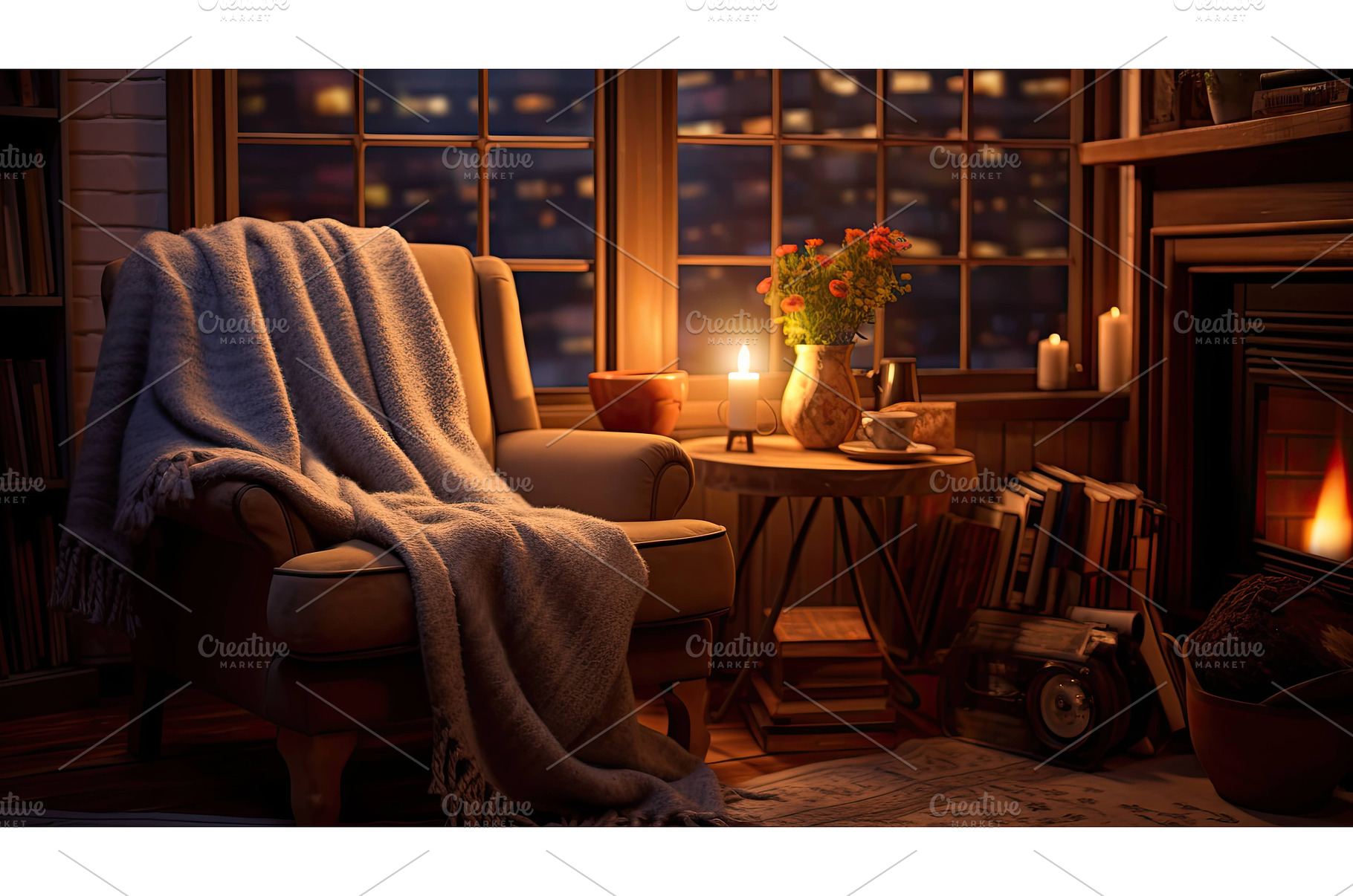 peaceful warm interior ai generated, an Architecture Photo by pikepicture