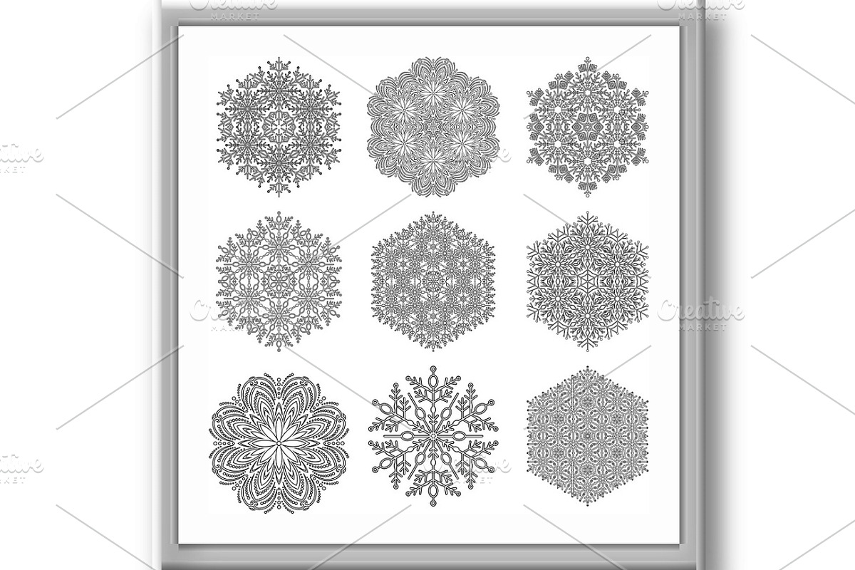 Set of Vector Snowflakes, a Decorative Illustration by FineArtStudio (Photo 3 of 3)