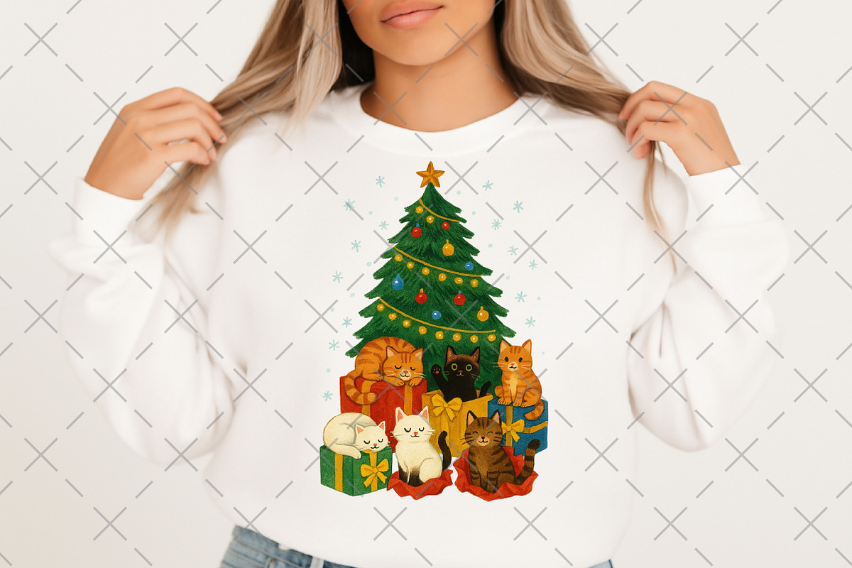 Cute Cats Christmas Tree, an Illustration by Craft Nest (Photo 2 of 6)